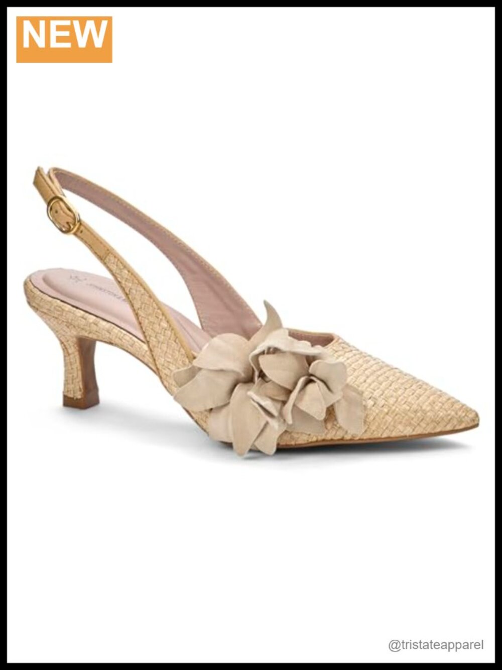 Raffia Leather Heeled Slingback Sandals Open Toe Cushioned Dress Party